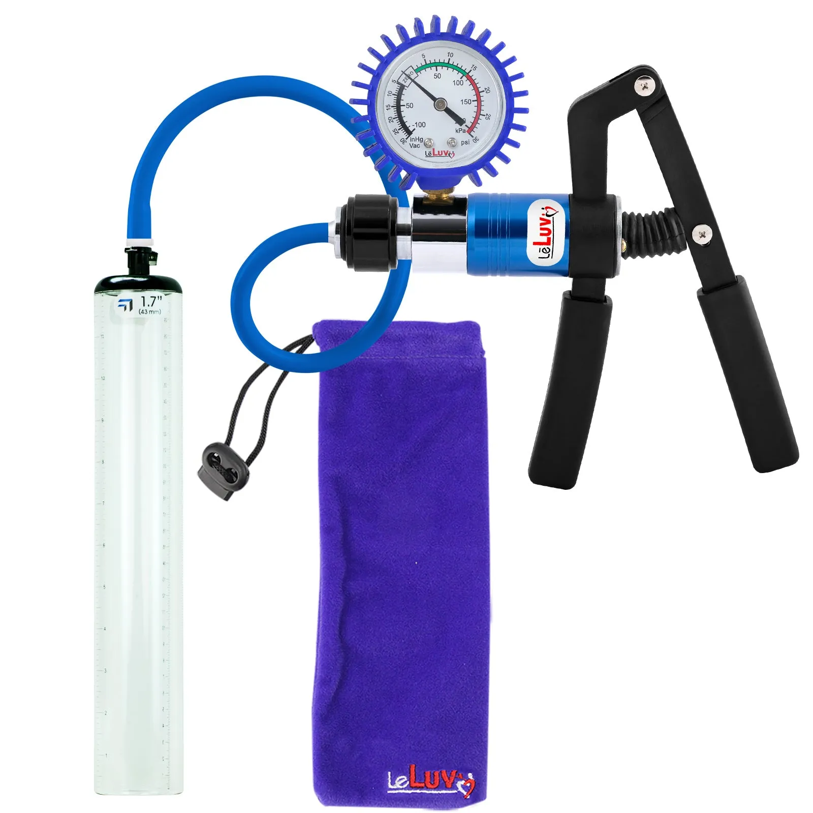 LeLuv Primo Pro  Thick-Walled, No Flange Penis Pump with Color and Gauge Options