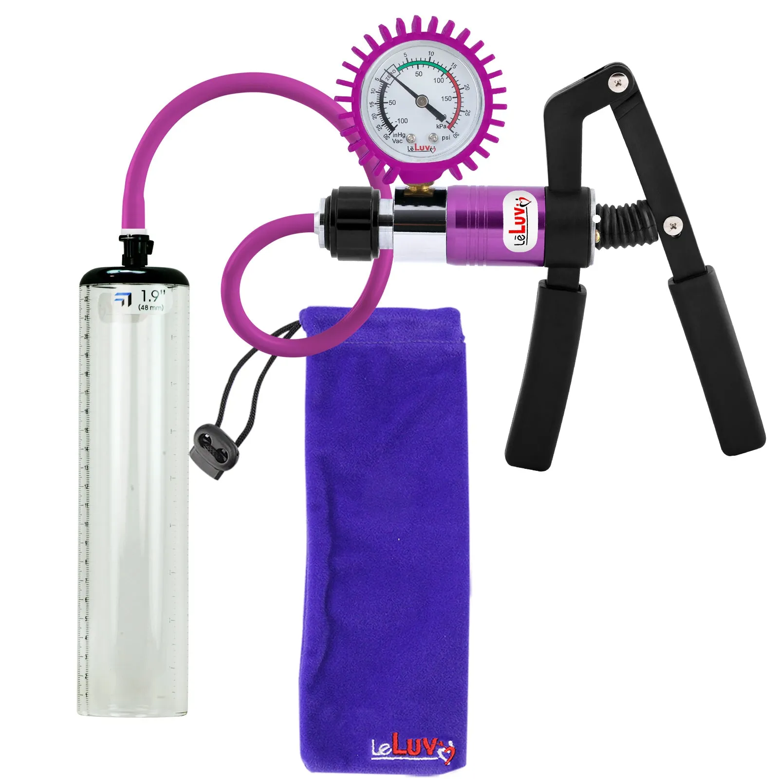 LeLuv Primo Pro  Thick-Walled, No Flange Penis Pump with Color and Gauge Options