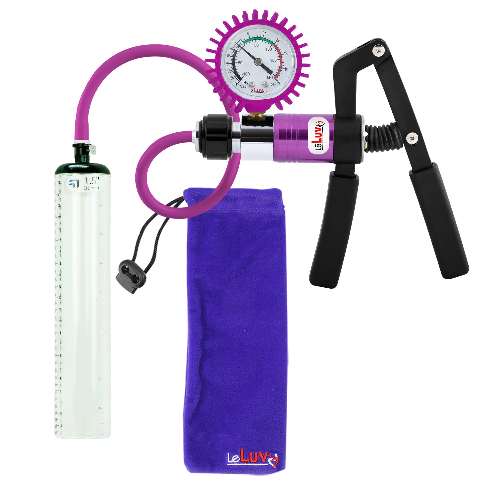 LeLuv Primo Pro  Thick-Walled, No Flange Penis Pump with Color and Gauge Options