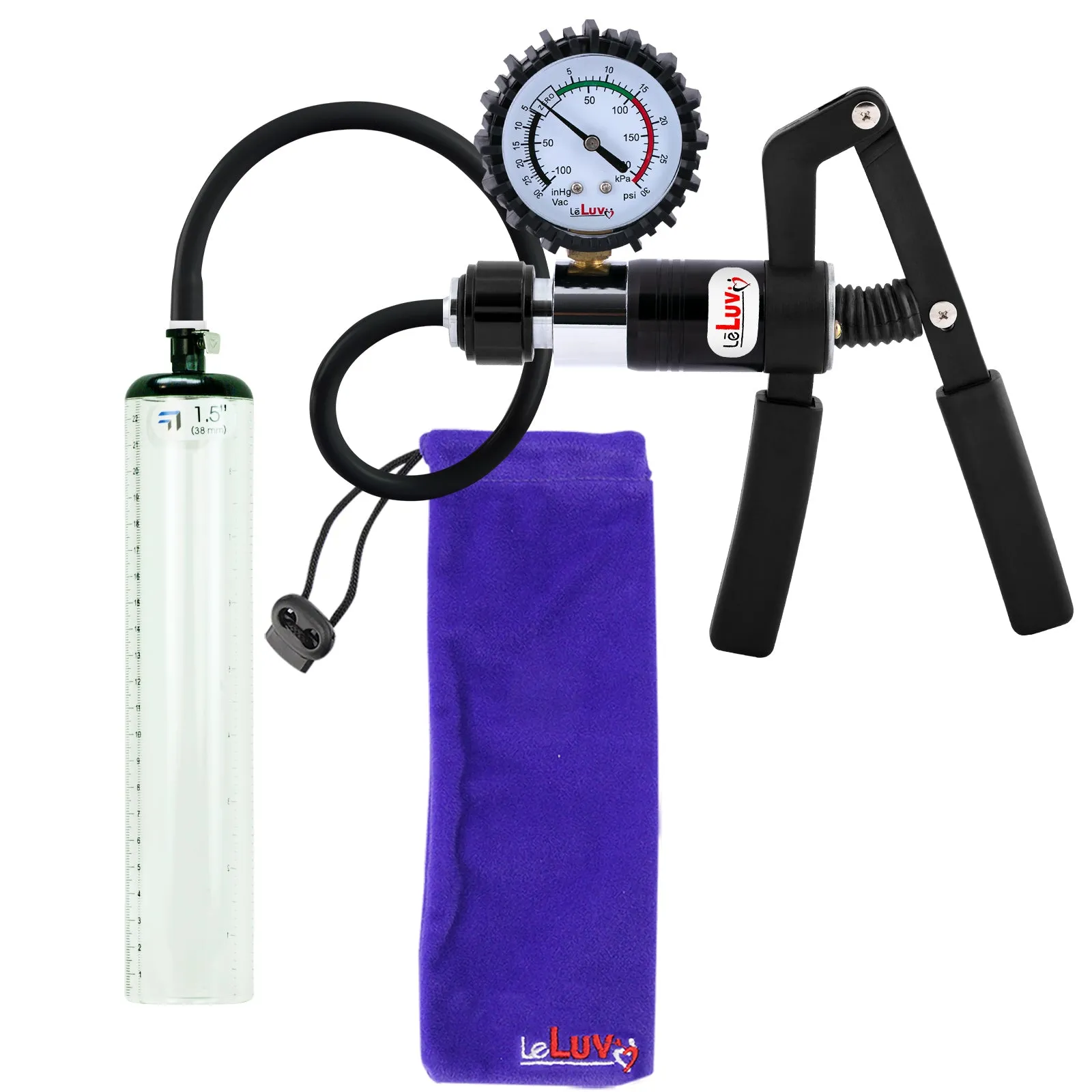 LeLuv Primo Pro  Thick-Walled, No Flange Penis Pump with Color and Gauge Options