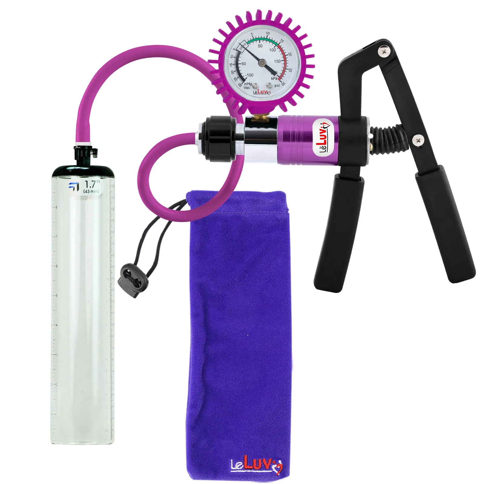 LeLuv Primo Pro  Thick-Walled, No Flange Penis Pump with Color and Gauge Options