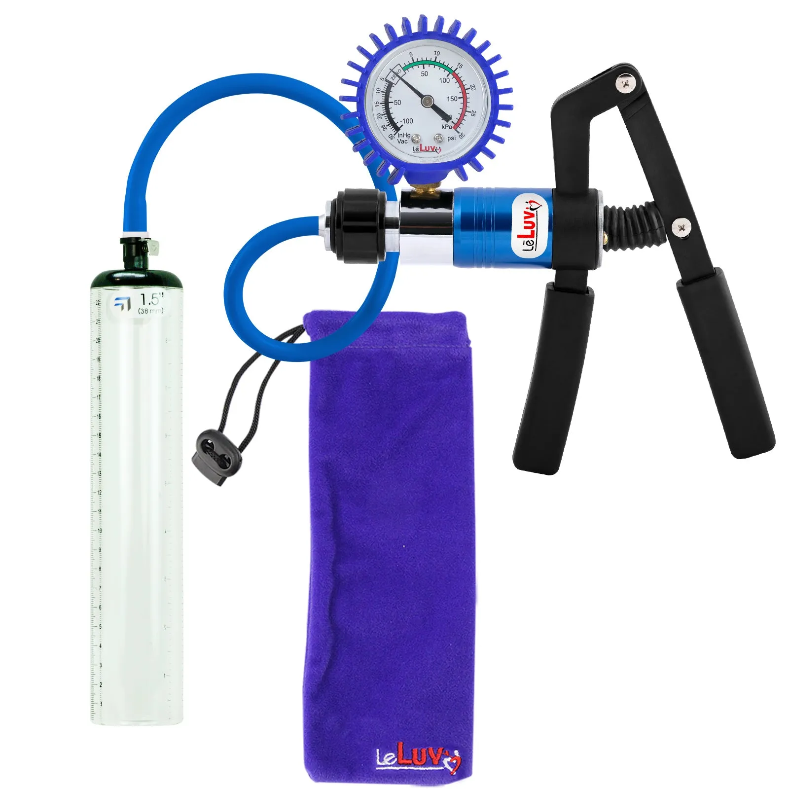 LeLuv Primo Pro  Thick-Walled, No Flange Penis Pump with Color and Gauge Options