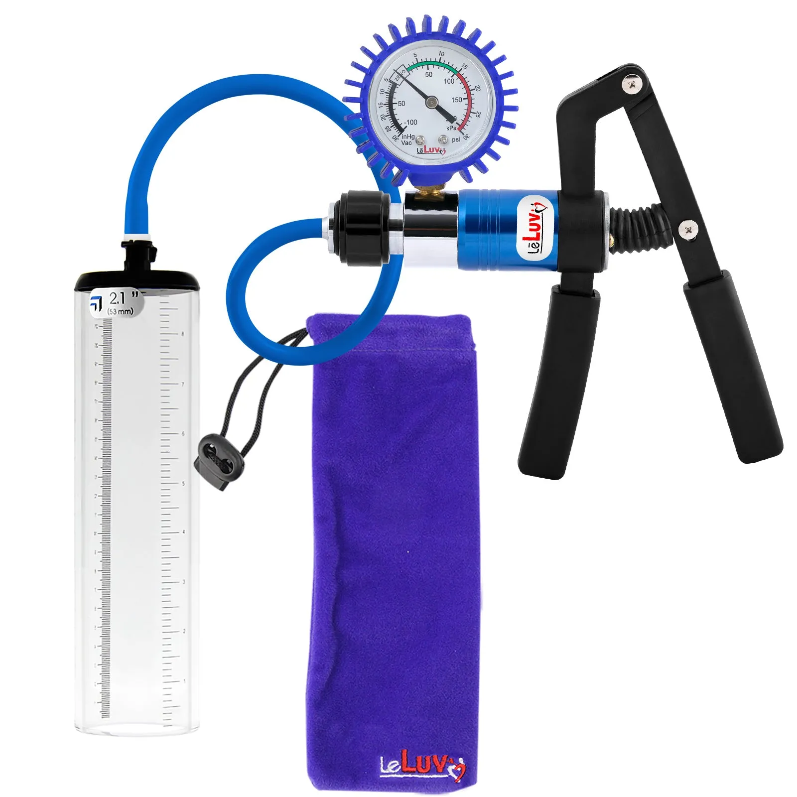 LeLuv Primo Pro  Thick-Walled, No Flange Penis Pump with Color and Gauge Options