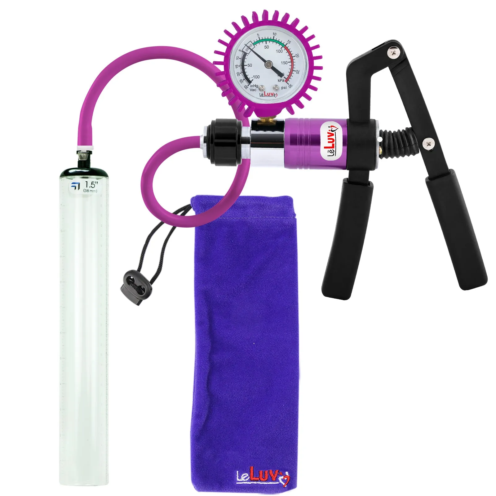 LeLuv Primo Pro  Thick-Walled, No Flange Penis Pump with Color and Gauge Options