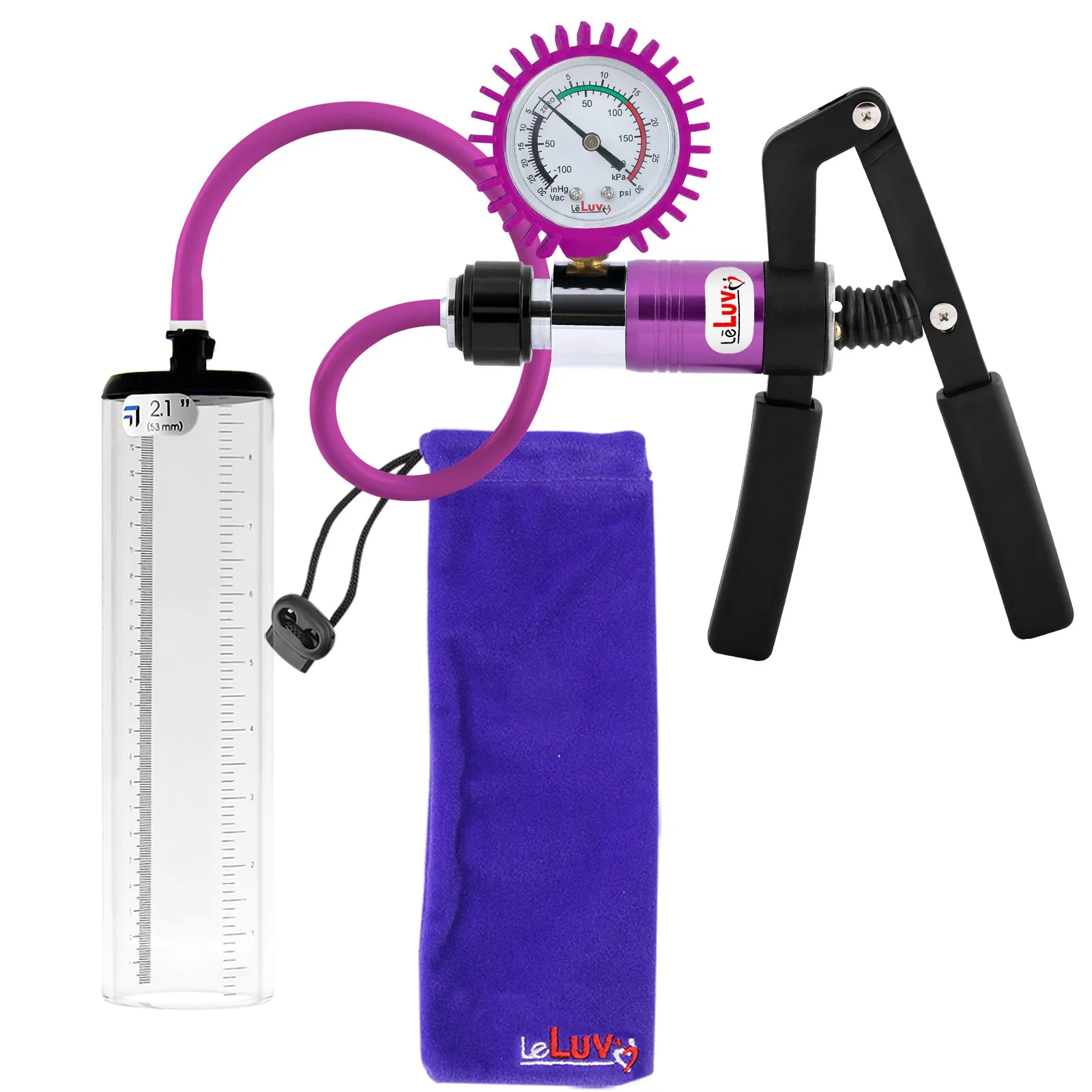 LeLuv Primo Pro  Thick-Walled, No Flange Penis Pump with Color and Gauge Options