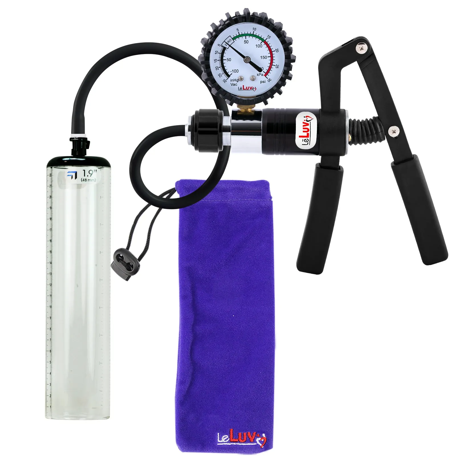 LeLuv Primo Pro  Thick-Walled, No Flange Penis Pump with Color and Gauge Options