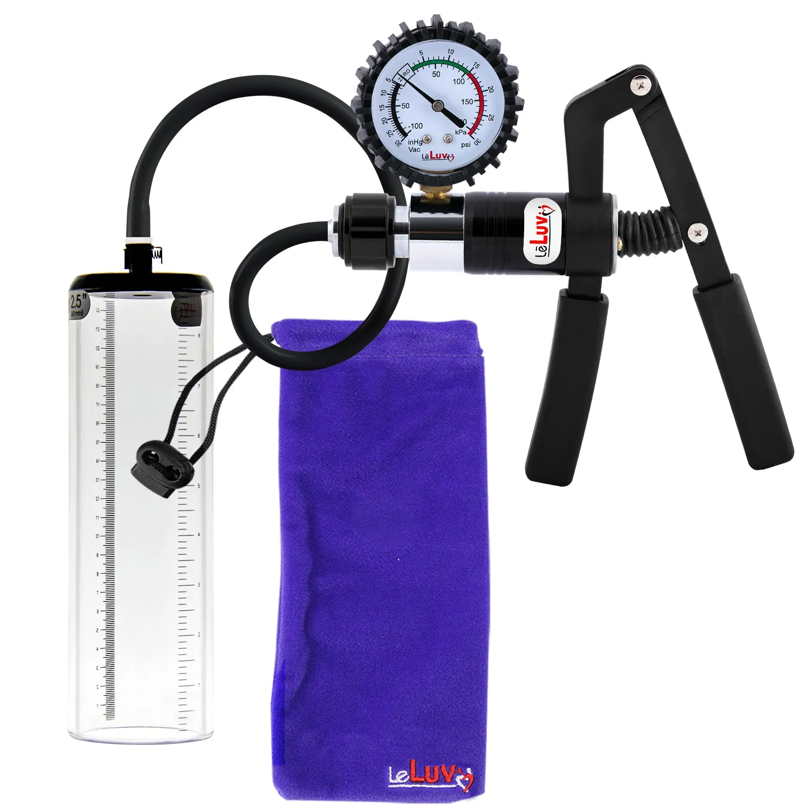 LeLuv Primo Pro  Thick-Walled, No Flange Penis Pump with Color and Gauge Options