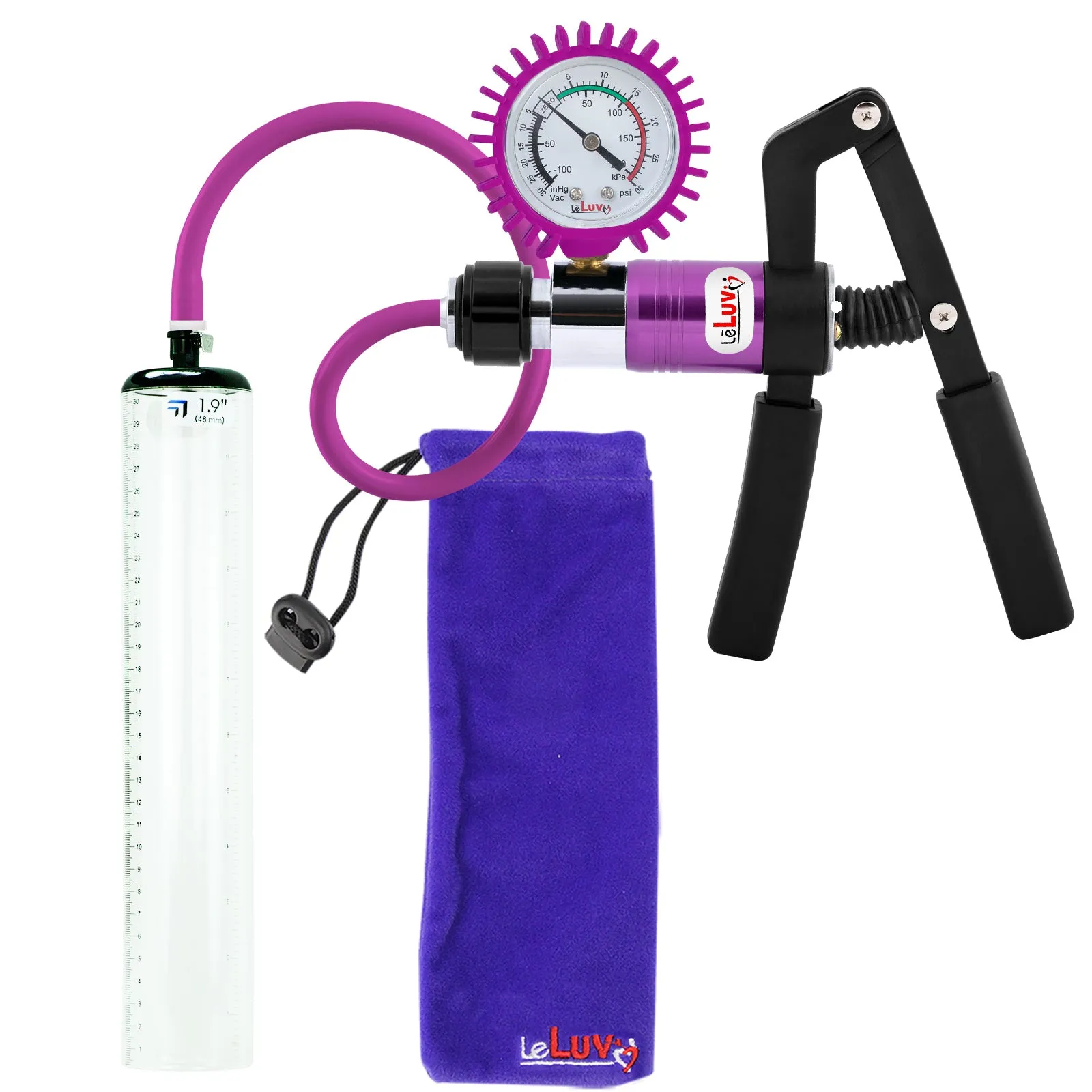LeLuv Primo Pro  Thick-Walled, No Flange Penis Pump with Color and Gauge Options
