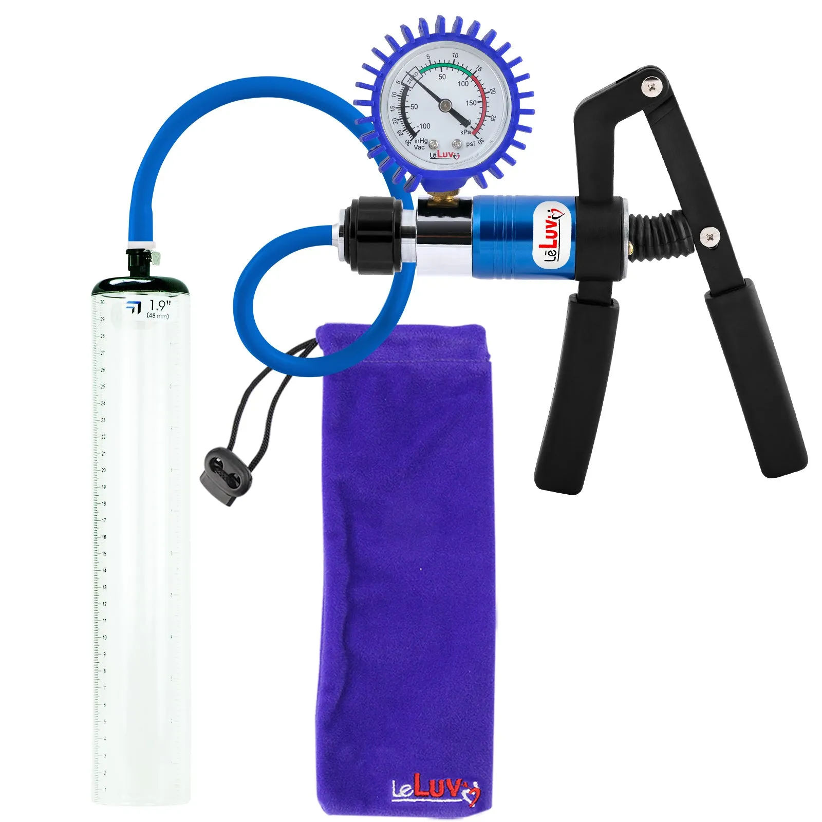 LeLuv Primo Pro  Thick-Walled, No Flange Penis Pump with Color and Gauge Options