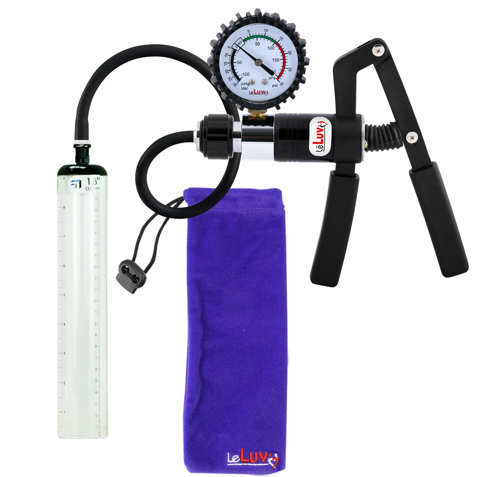 LeLuv Primo Pro  Thick-Walled, No Flange Penis Pump with Color and Gauge Options
