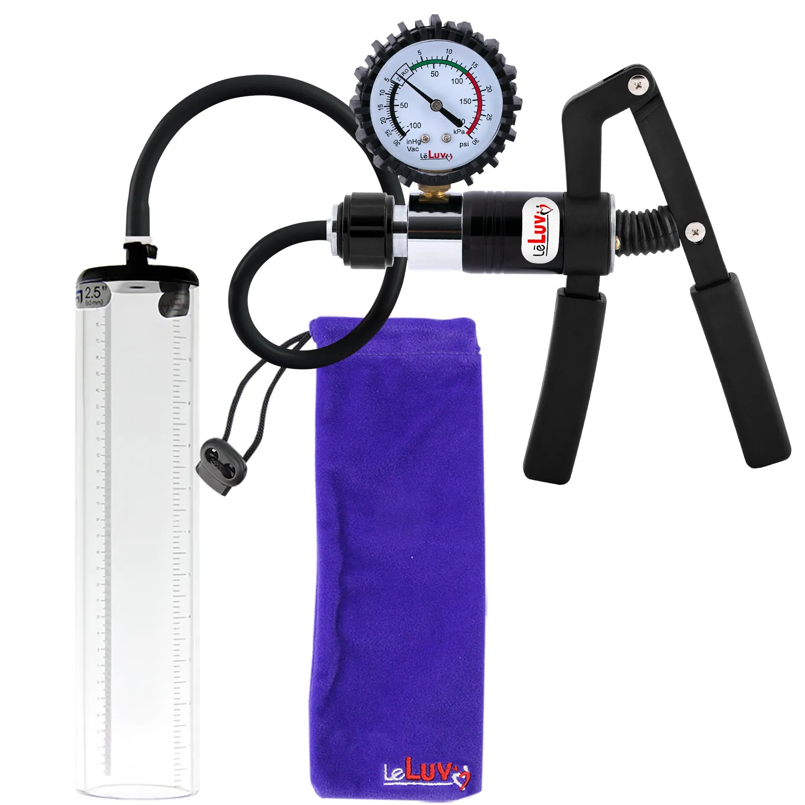 LeLuv Primo Pro  Thick-Walled, No Flange Penis Pump with Color and Gauge Options