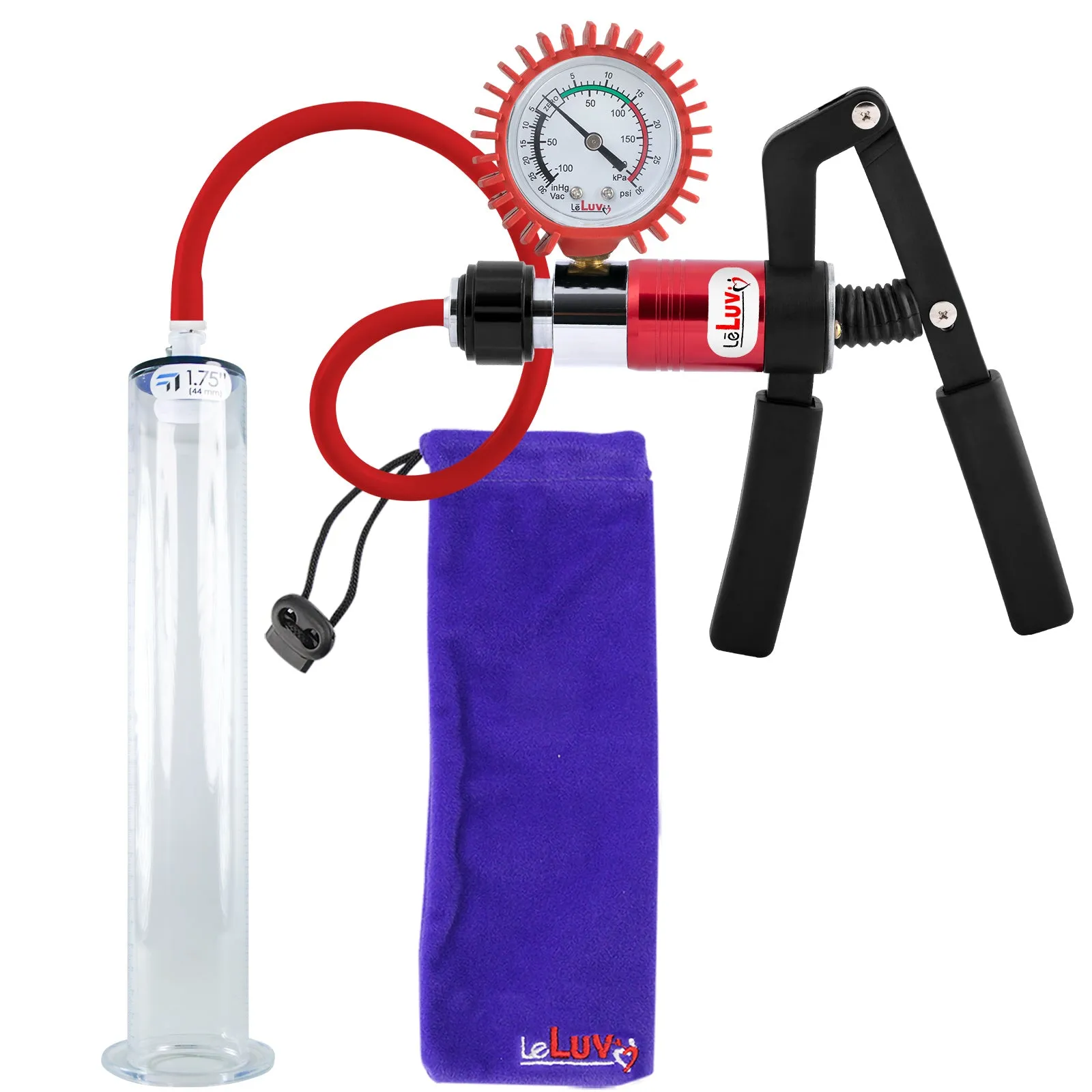 LeLuv Primo Pro  Wide Flange Penis Pump with Color and Gauge Options