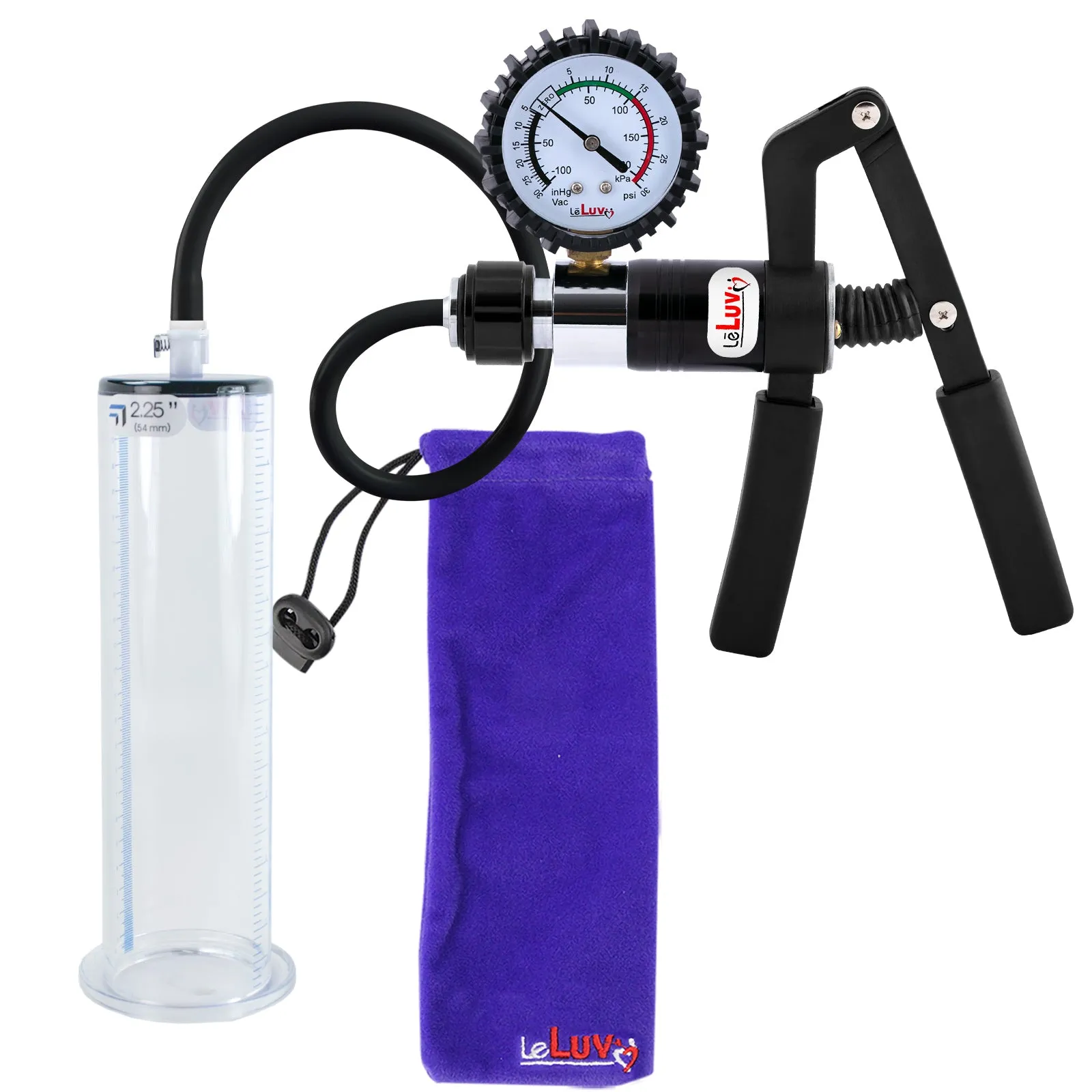 LeLuv Primo Pro  Wide Flange Penis Pump with Color and Gauge Options