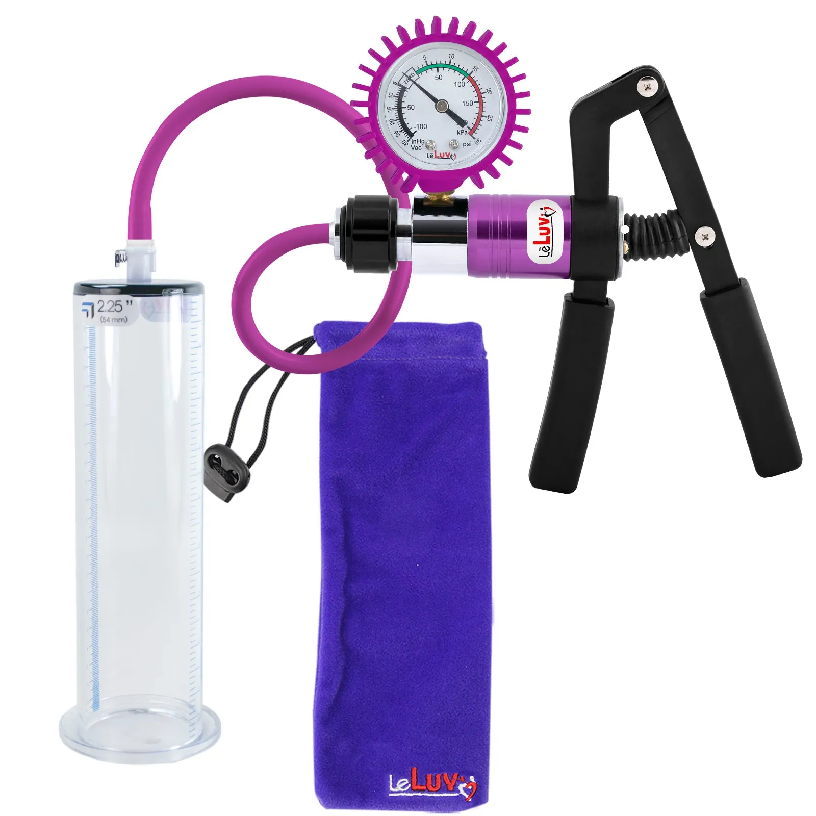 LeLuv Primo Pro  Wide Flange Penis Pump with Color and Gauge Options