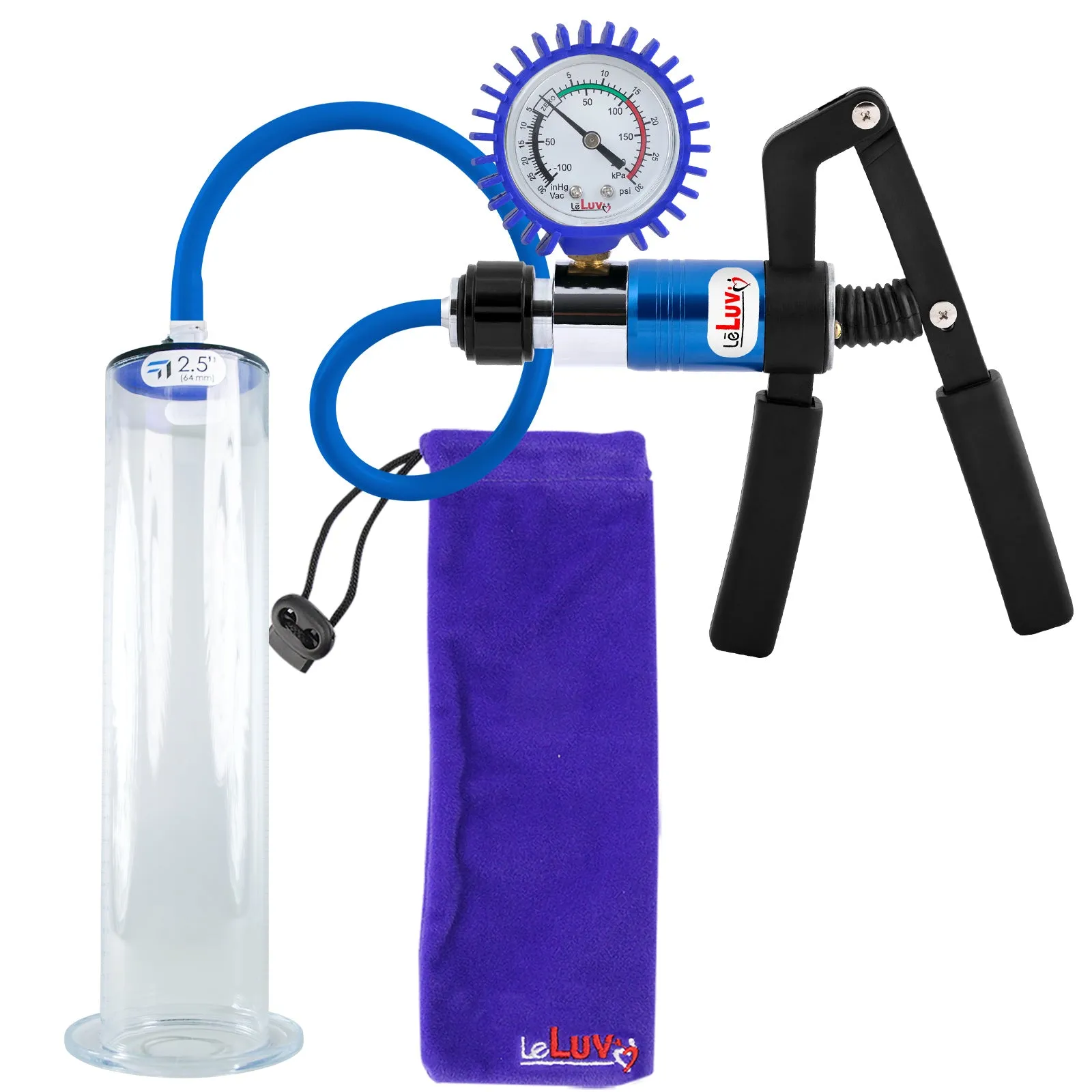 LeLuv Primo Pro  Wide Flange Penis Pump with Color and Gauge Options