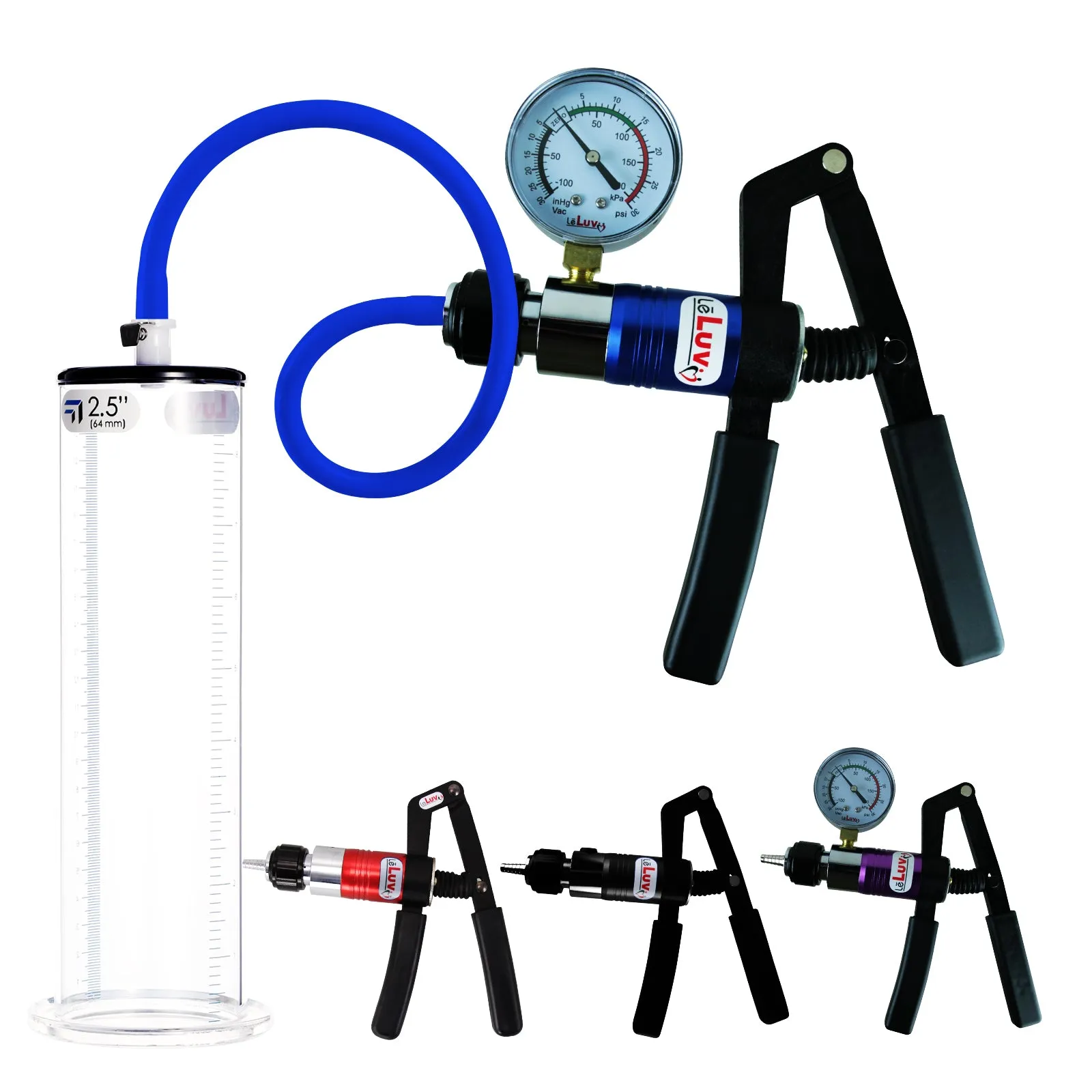 LeLuv Primo Pro  Wide Flange Penis Pump with Color and Gauge Options
