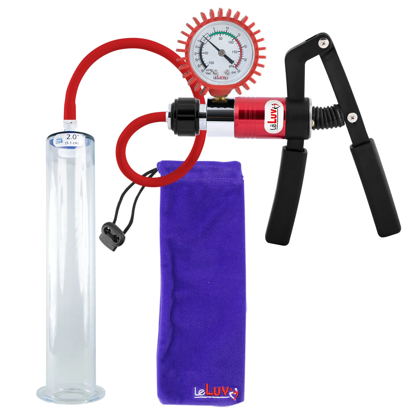 LeLuv Primo Pro  Wide Flange Penis Pump with Color and Gauge Options