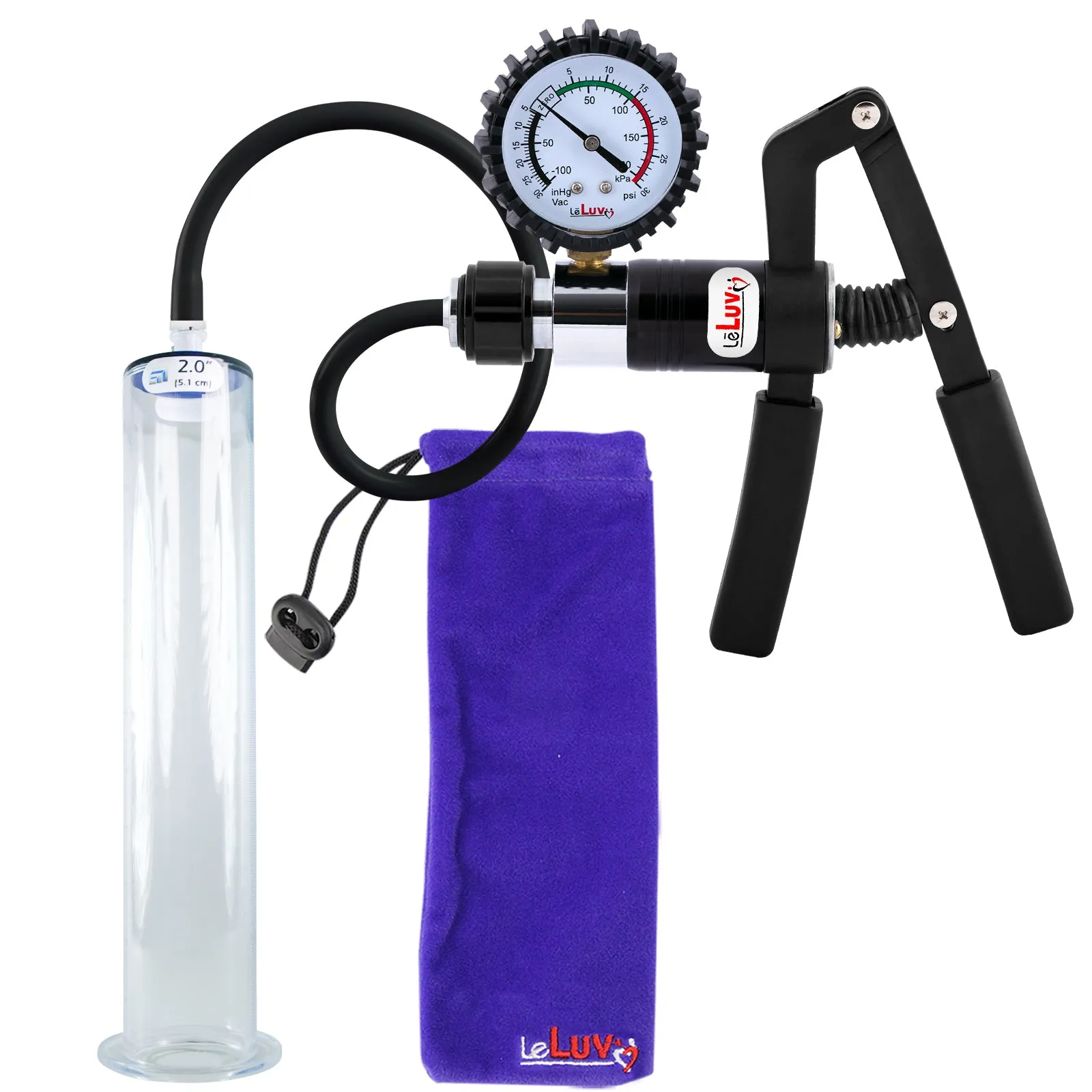 LeLuv Primo Pro  Wide Flange Penis Pump with Color and Gauge Options