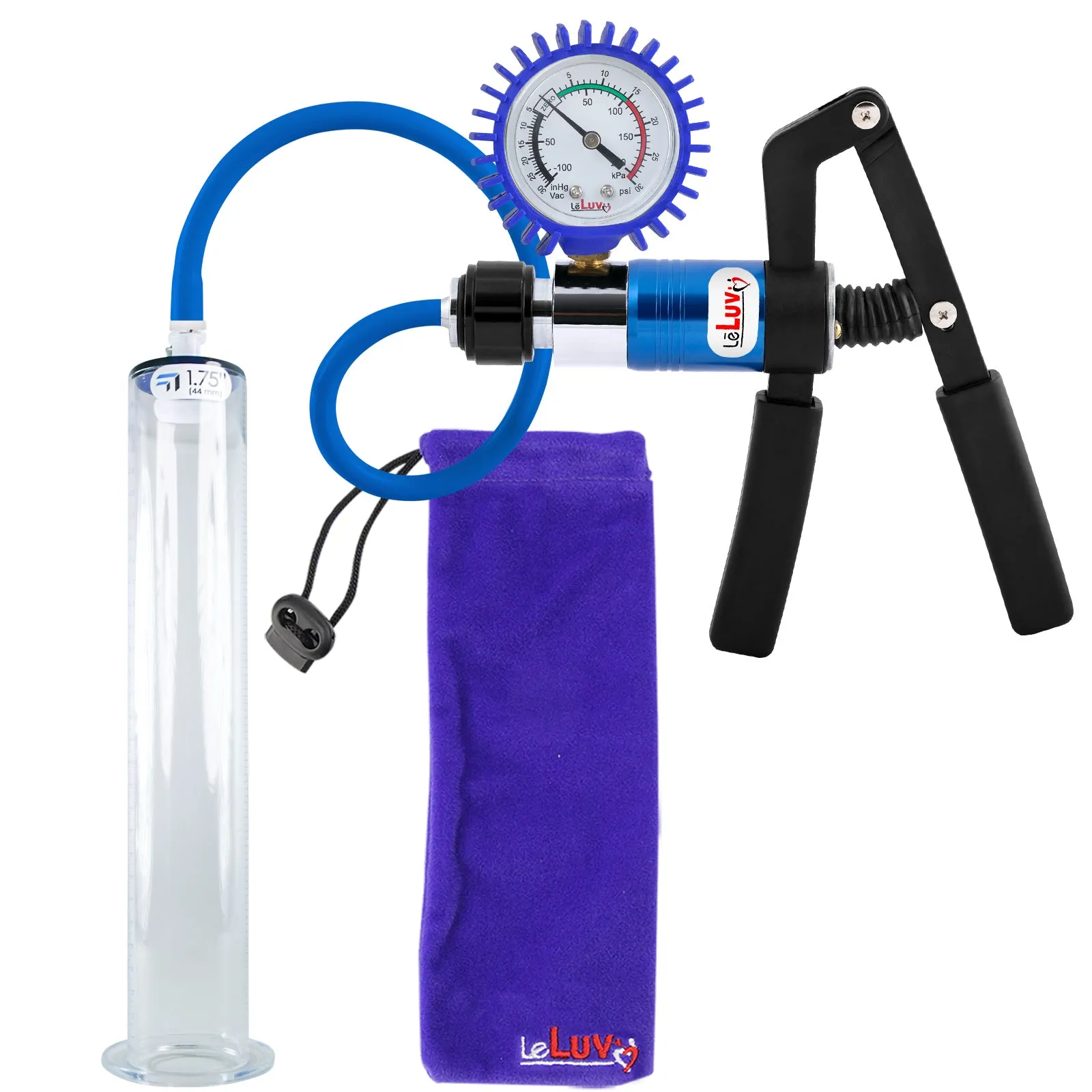 LeLuv Primo Pro  Wide Flange Penis Pump with Color and Gauge Options