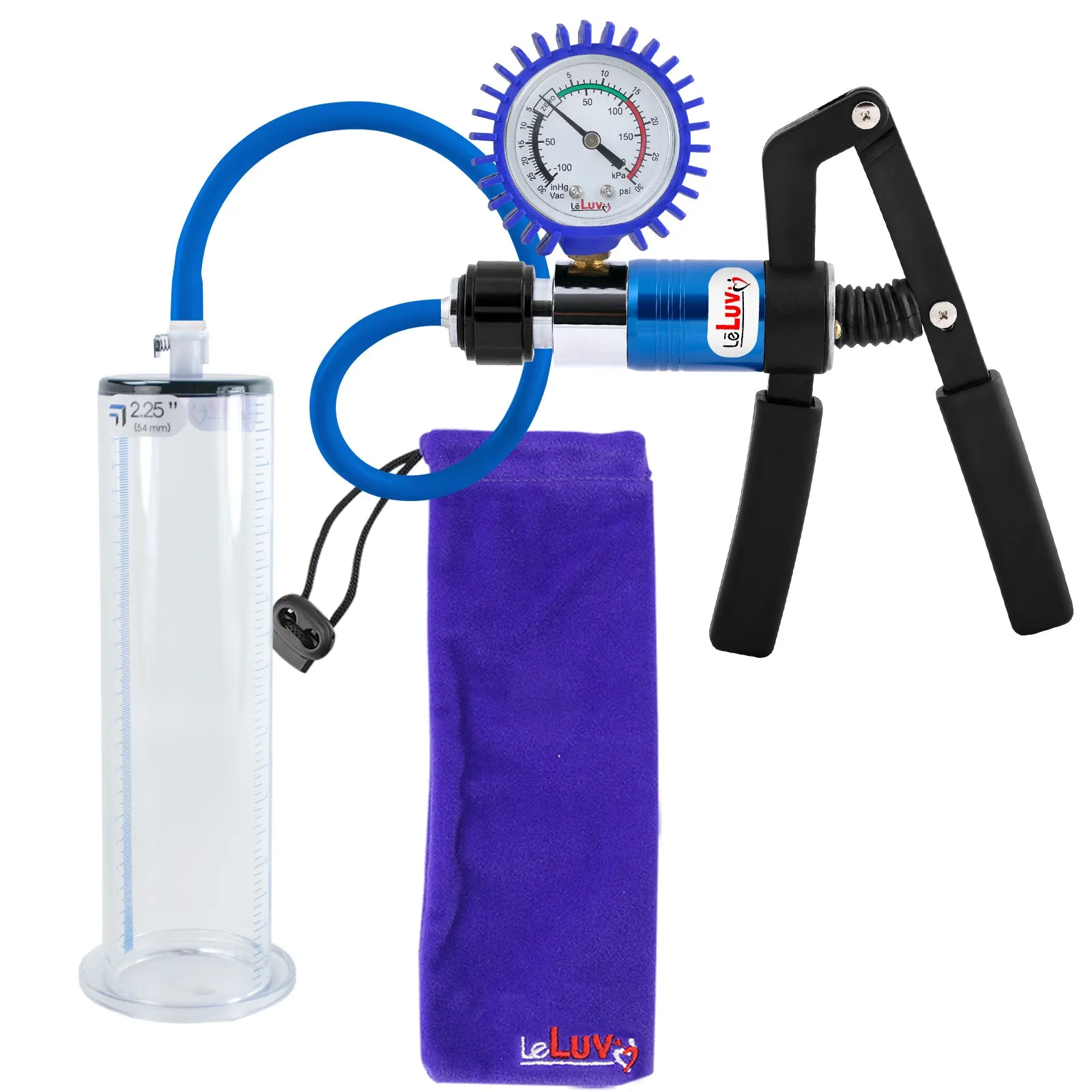 LeLuv Primo Pro  Wide Flange Penis Pump with Color and Gauge Options