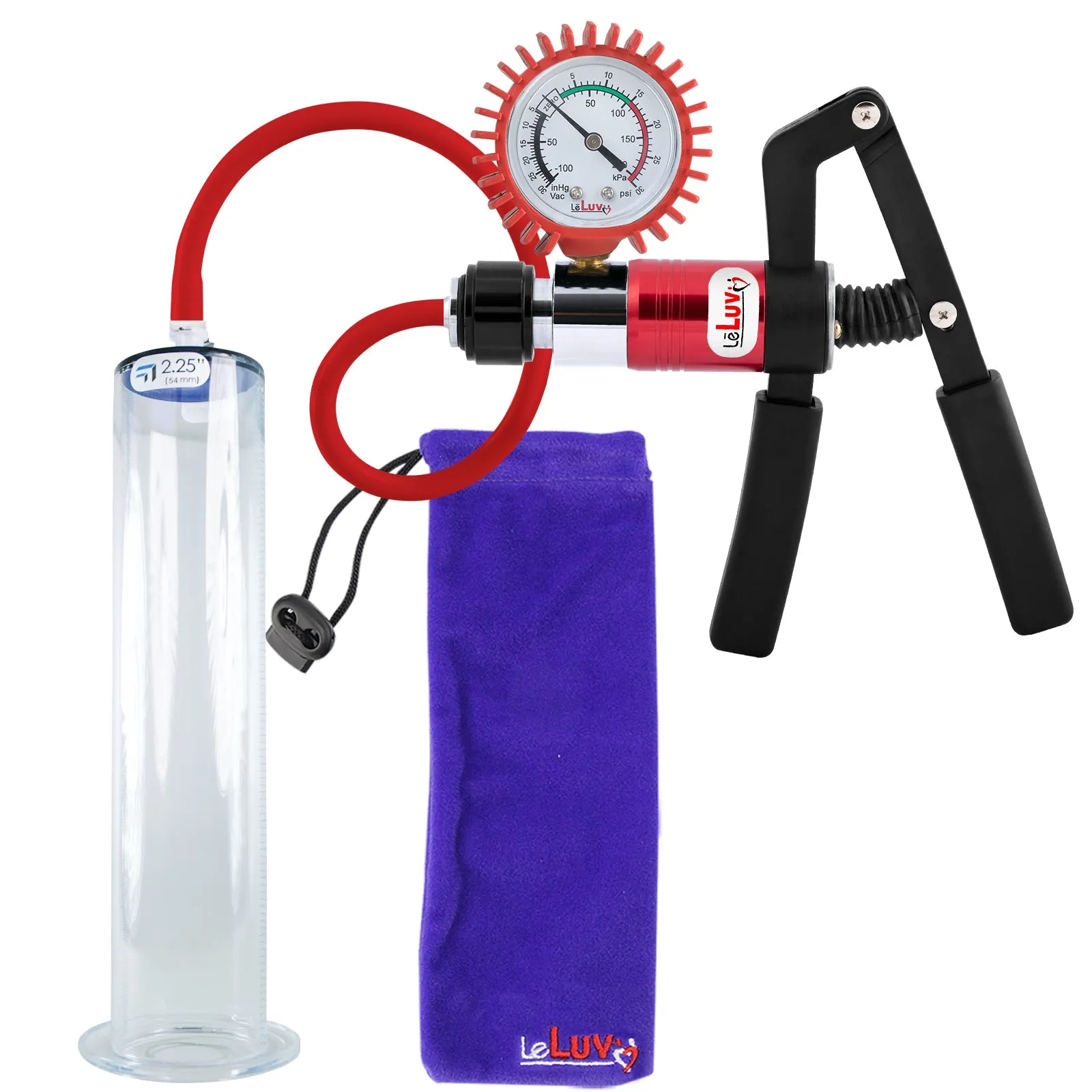 LeLuv Primo Pro  Wide Flange Penis Pump with Color and Gauge Options