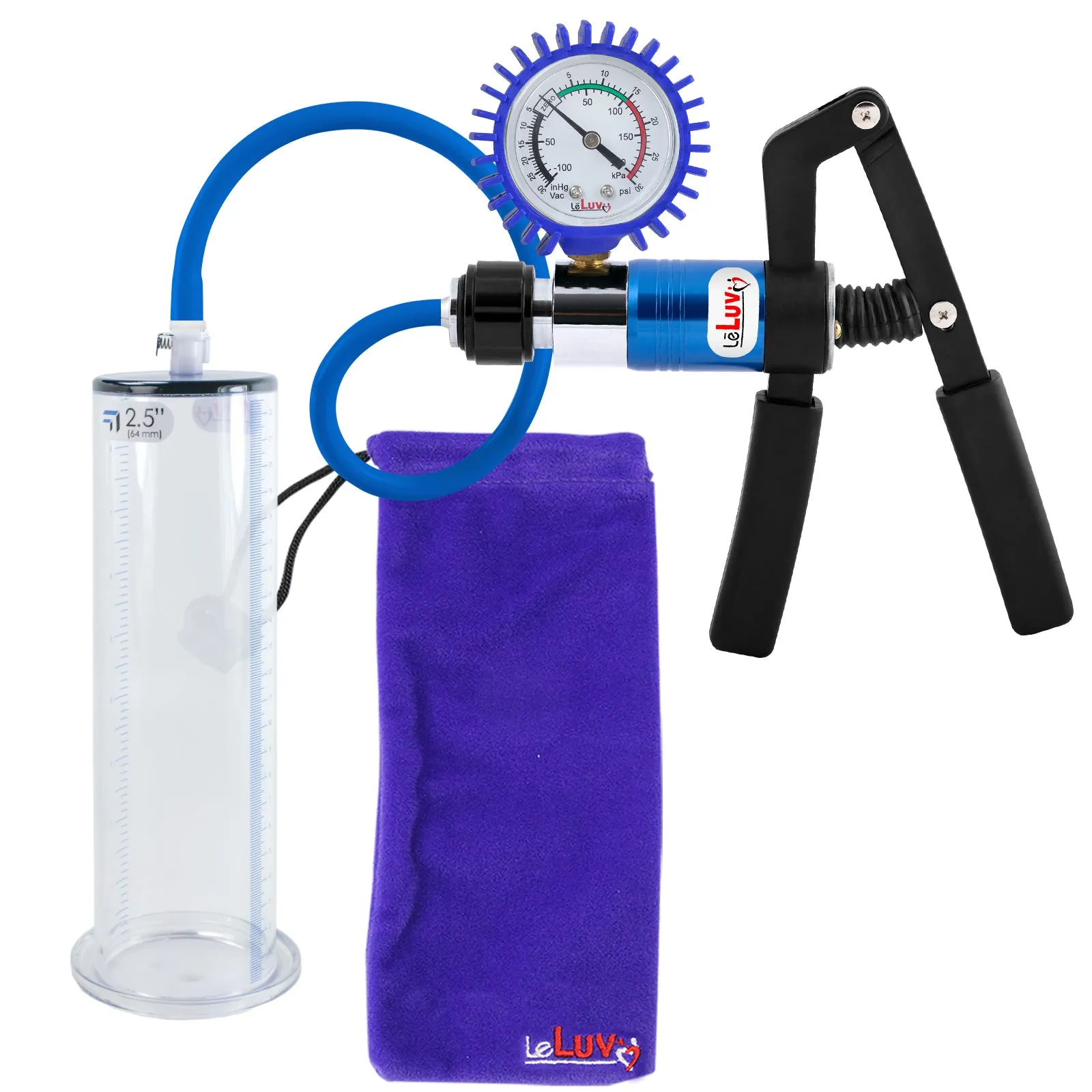 LeLuv Primo Pro  Wide Flange Penis Pump with Color and Gauge Options