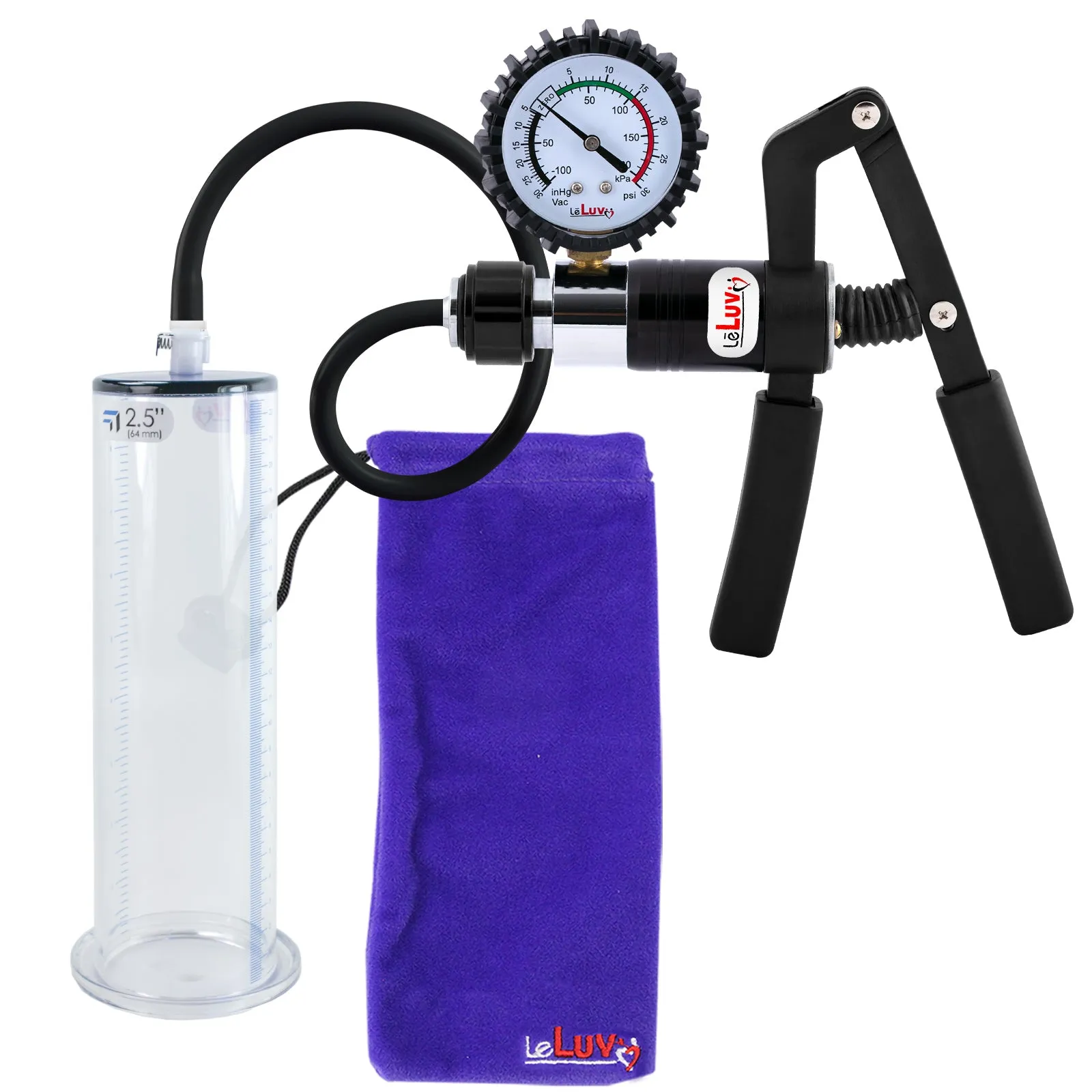 LeLuv Primo Pro  Wide Flange Penis Pump with Color and Gauge Options