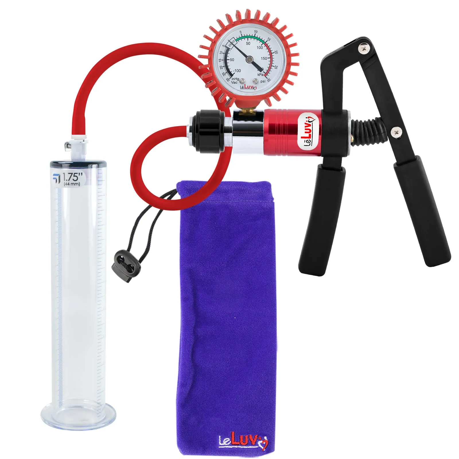 LeLuv Primo Pro  Wide Flange Penis Pump with Color and Gauge Options