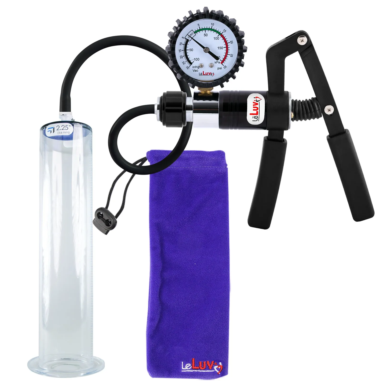 LeLuv Primo Pro  Wide Flange Penis Pump with Color and Gauge Options