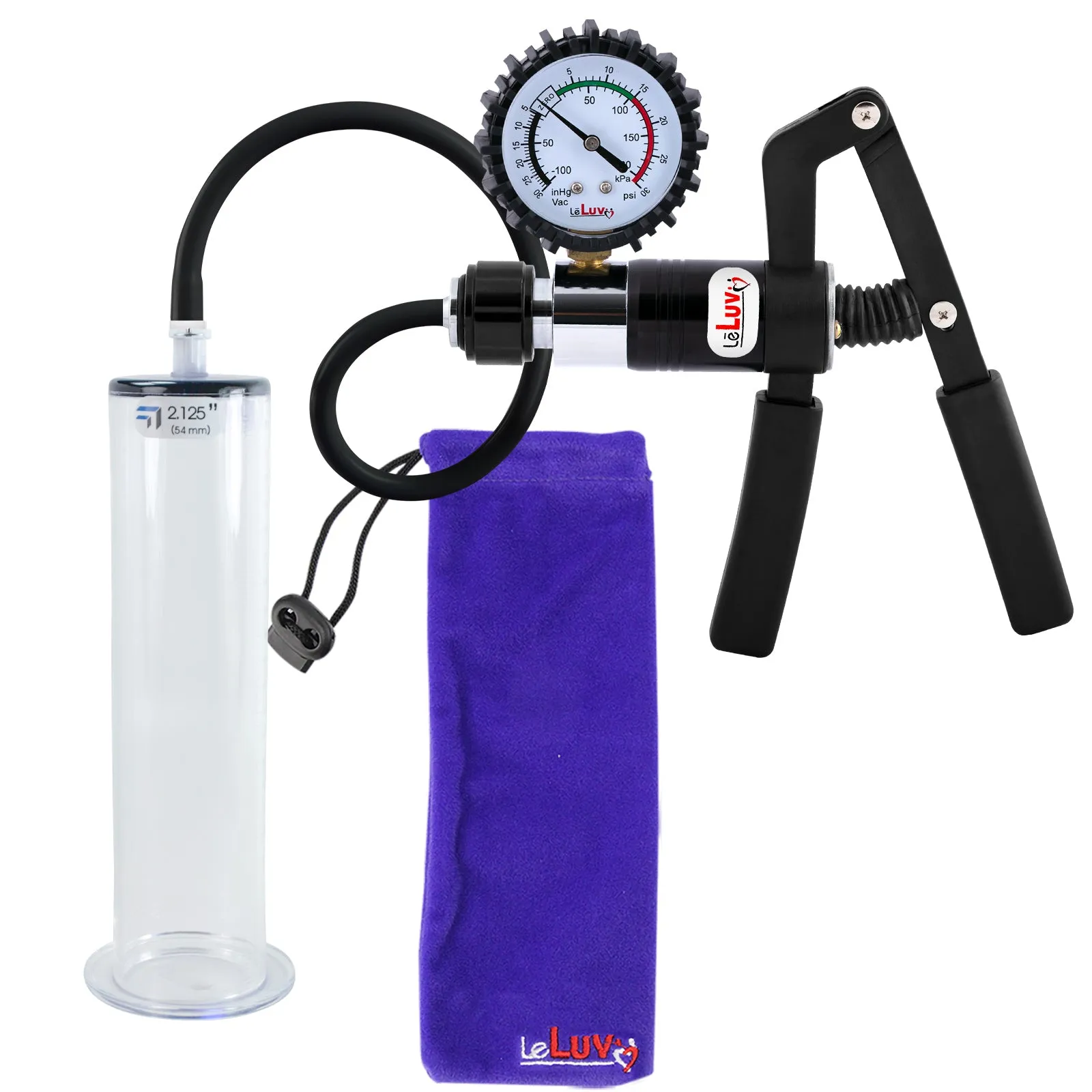LeLuv Primo Pro  Wide Flange Penis Pump with Color and Gauge Options
