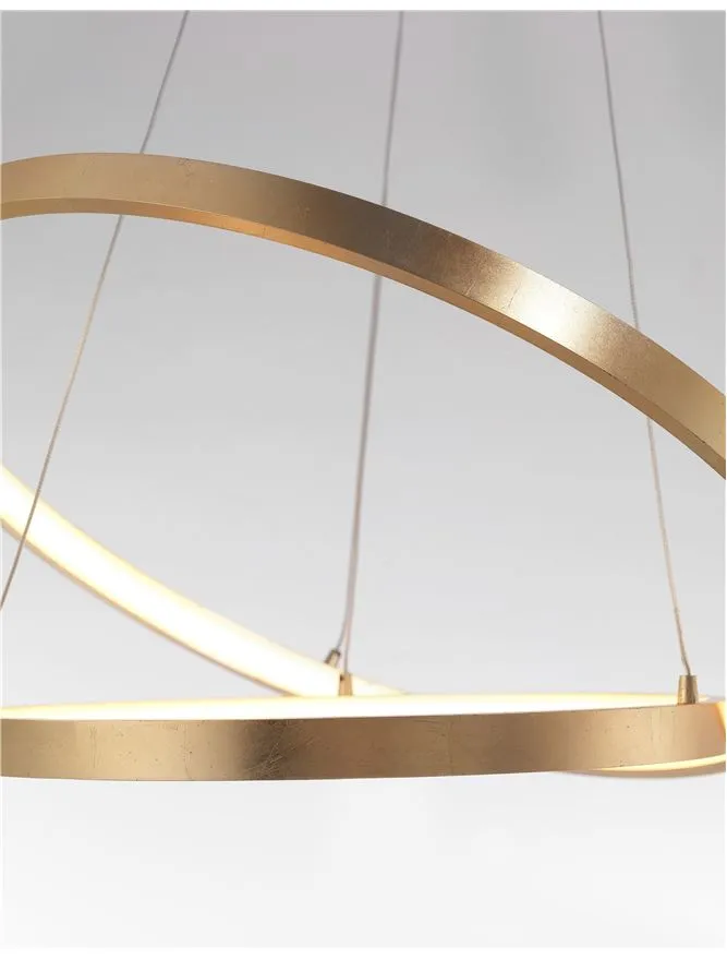 LEO Gold Leaf & Acrylic Twin Ring Adjustable Pendant - ID 10466