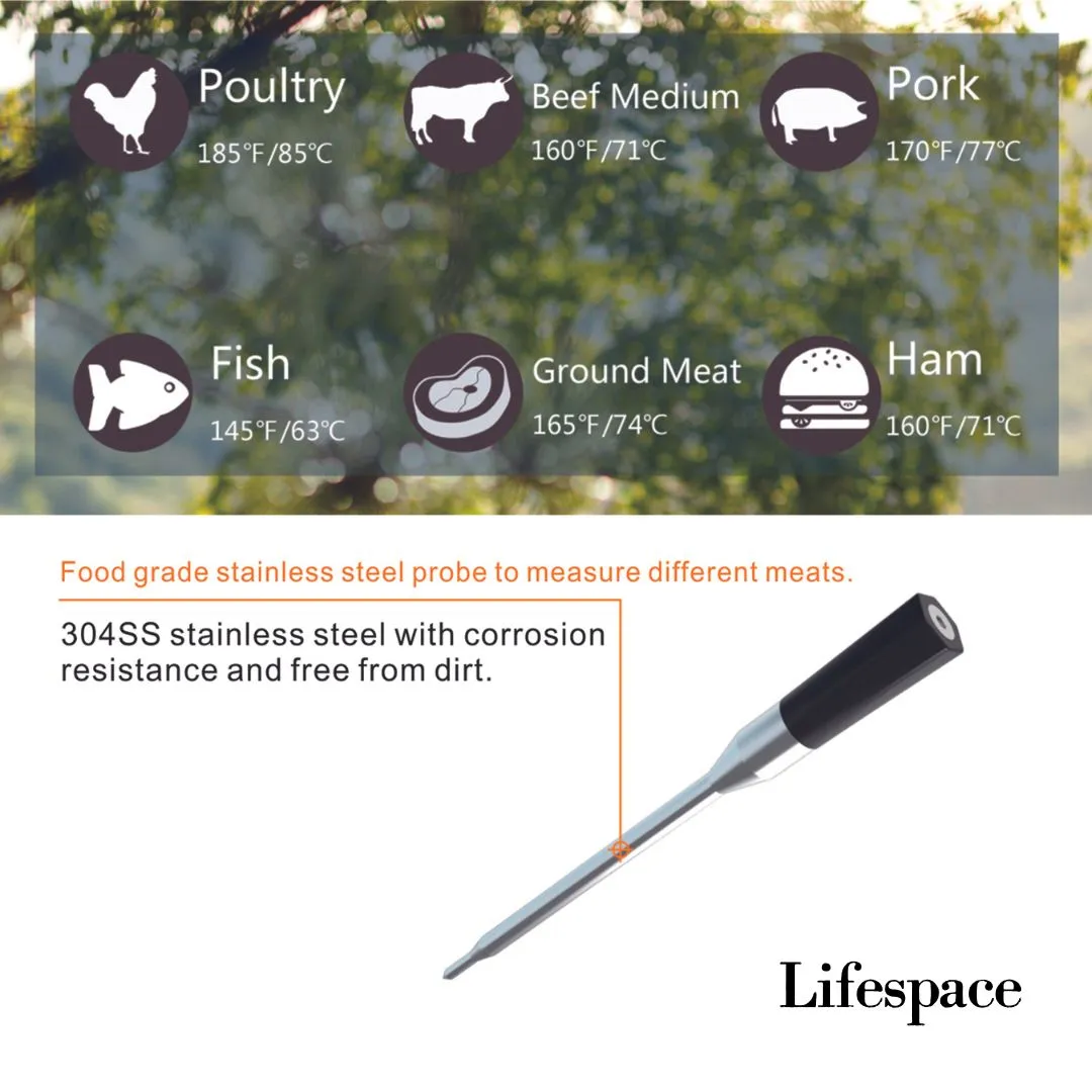 Lifespace Premium Smart Bluetooth Probe Thermometer - 2024 improved model