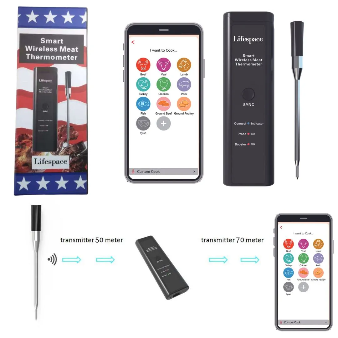 Lifespace Premium Smart Bluetooth Probe Thermometer - 2024 improved model