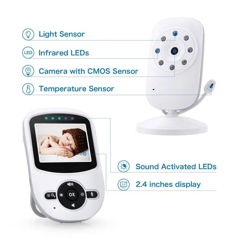 Lullaby 2.4 Inch Wireless LCD Video Dual Cameras Baby Monitor Portable Baby Camera Monitor Bebe Baby Phone Video & Audio Color