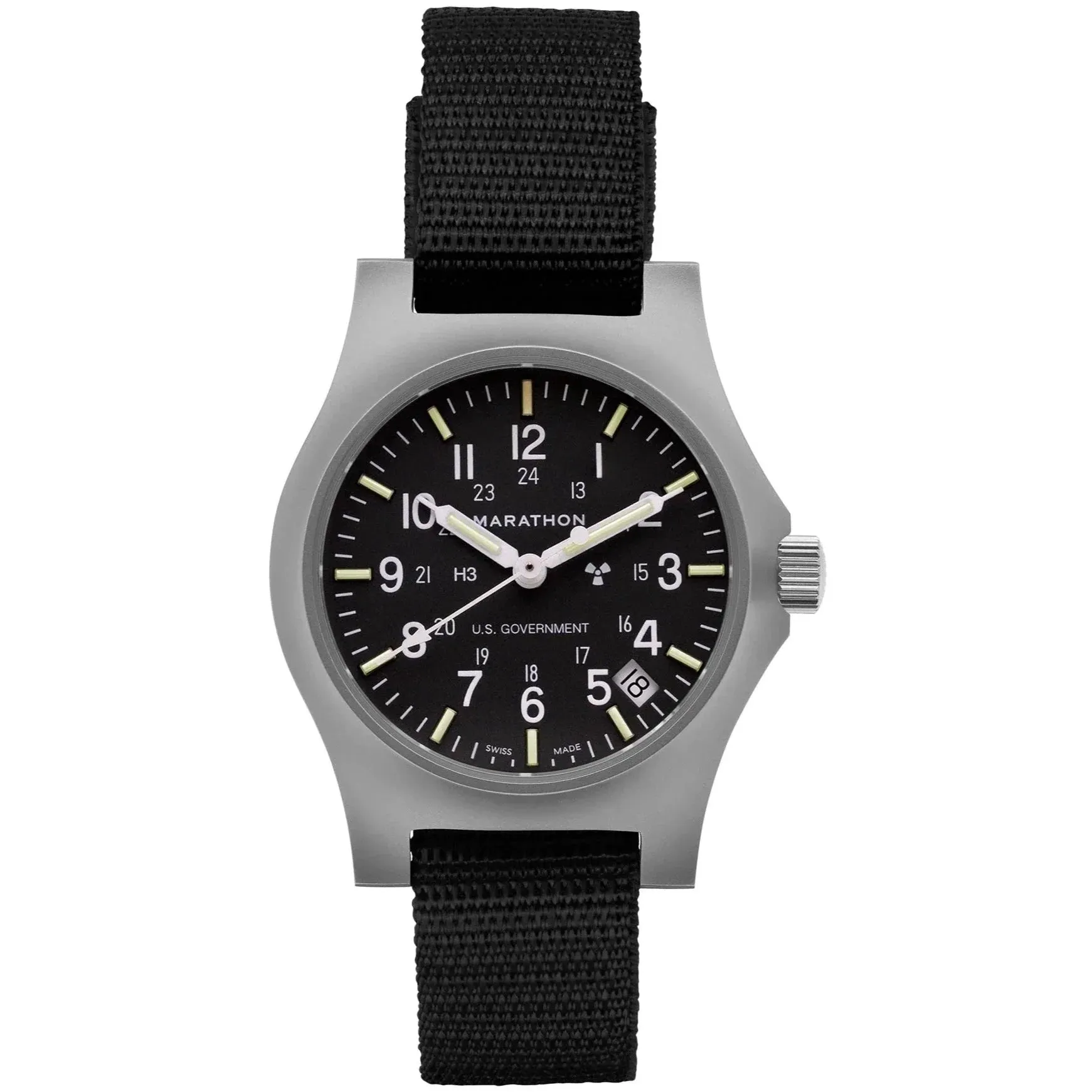 Marathon Re-Issue Stainless Steel GP Quartz with Date (GPQ) 39mm US Government Marking Stainless Steel WW194015SS