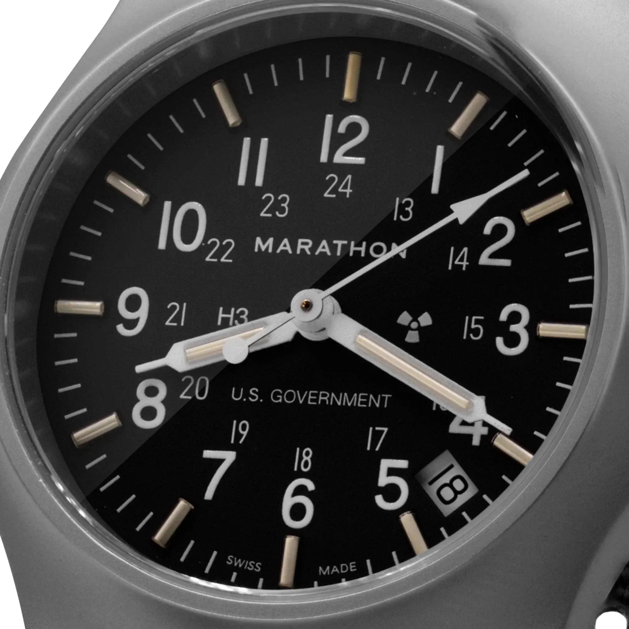 Marathon Re-Issue Stainless Steel GP Quartz with Date (GPQ) 39mm US Government Marking Stainless Steel WW194015SS