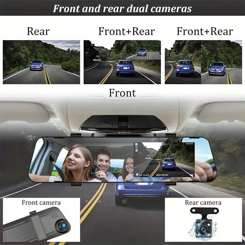 Mirror Dash Cam 4.5 Inch Rear View Mirror 1080P Front and Rear View Dual Cameras