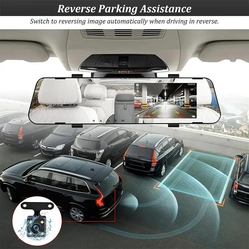 Mirror Dash Cam 4.5 Inch Rear View Mirror 1080P Front and Rear View Dual Cameras