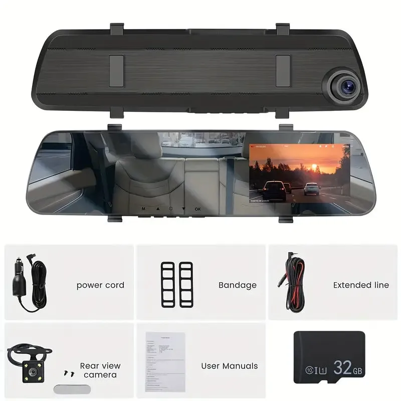 Mirror Dash Cam 4.5 Inch Rear View Mirror 1080P Front and Rear View Dual Cameras