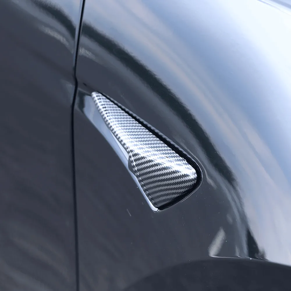 Model S 2021  Real Molded Carbon Fiber Turn Signal Overlays - Top Half Style (Gen. 2)