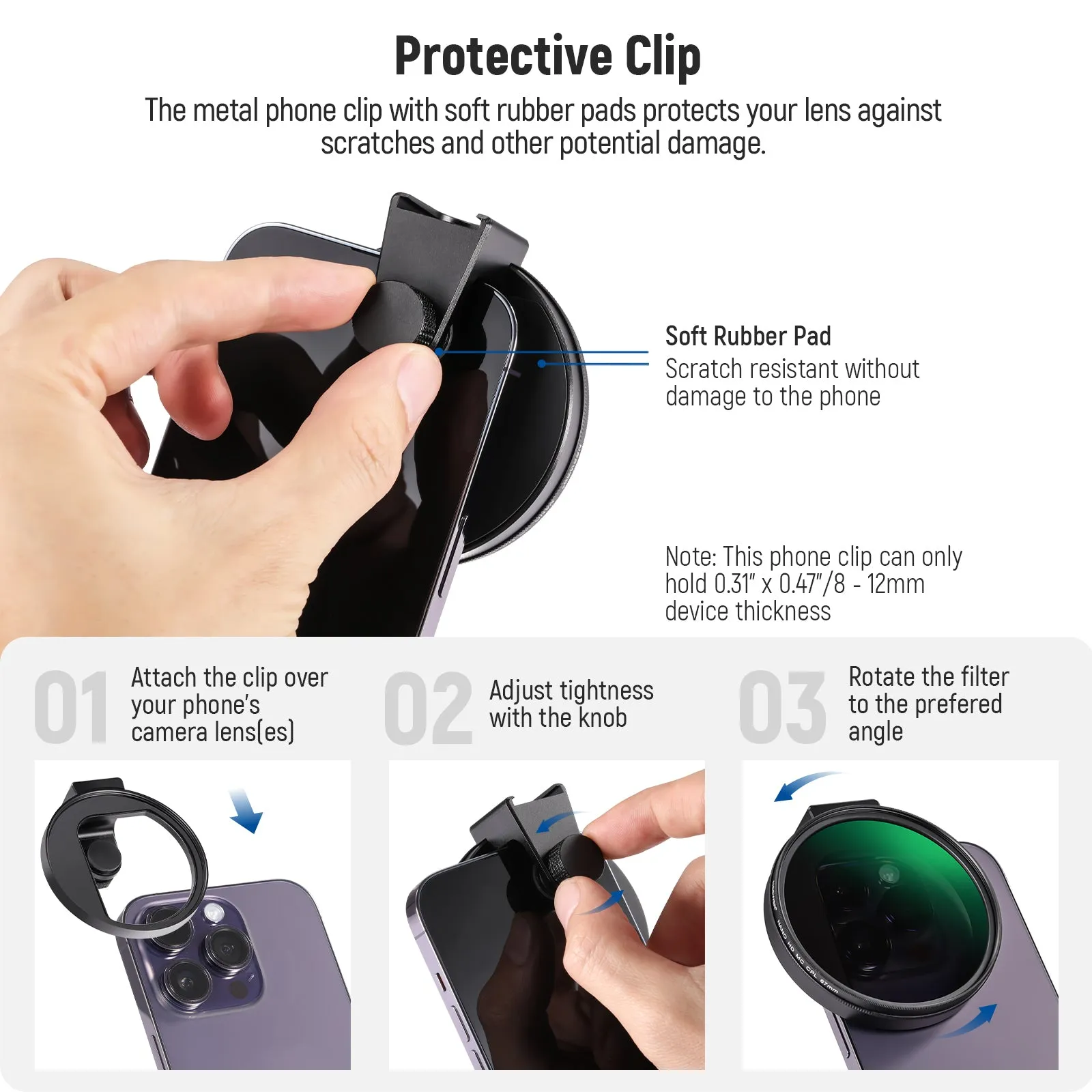 NEEWER FL-41 67mm CPL Filter for Cell Phone Camera Lens（S24 compatible）