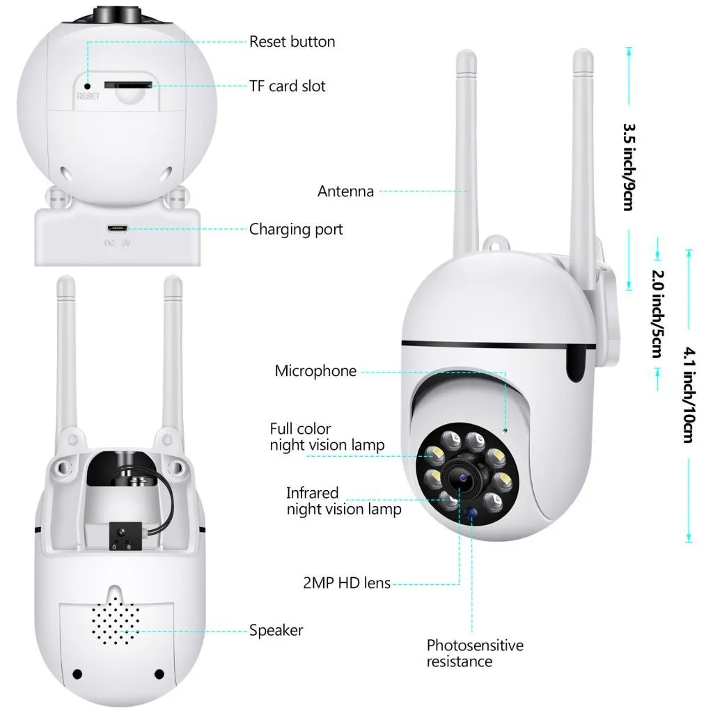 NIP-27 V380 APP 1080P Full color Wireless Camera HD IP Wireless CCTV Camera Waterproof Outdoor WiFi CCTV Security Cameras
