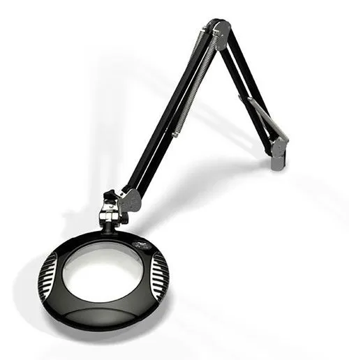 OC White 42300-4-B Green-Lite&trade; LED Magnifier with 6" Round, 4 Diopter Lens & Screw Base, Black