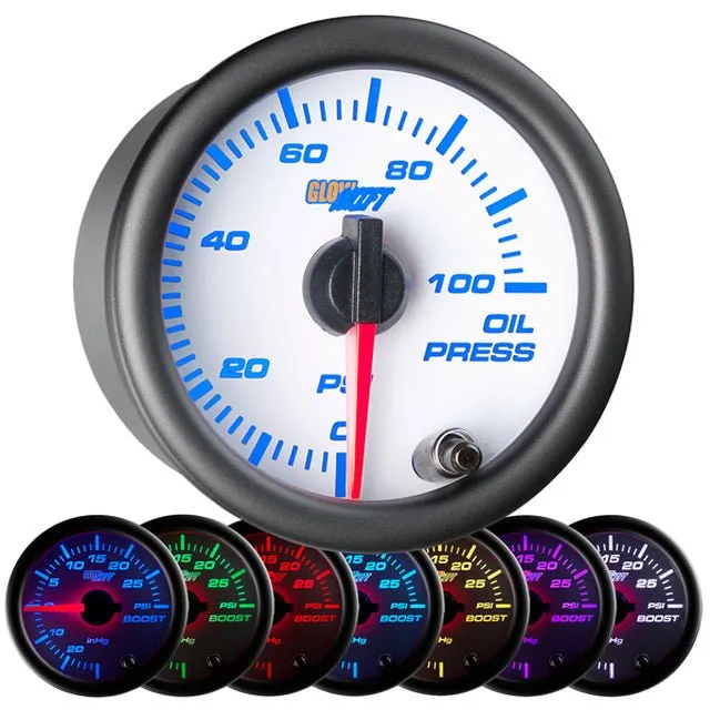 Oil Pressure Gauge | White Dial MultiColor Gauges