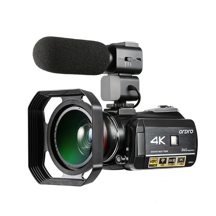 ORDRO AC3 4K Ultra HD 13MP WiFi Night Vision Camcorder with 3.1" IPS Touch Screen