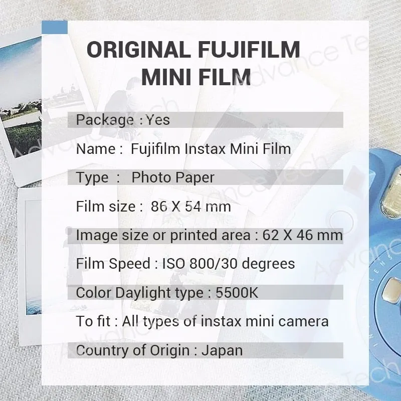 Origin Fujifilm Instax Mini Film Sheets Photo Paper