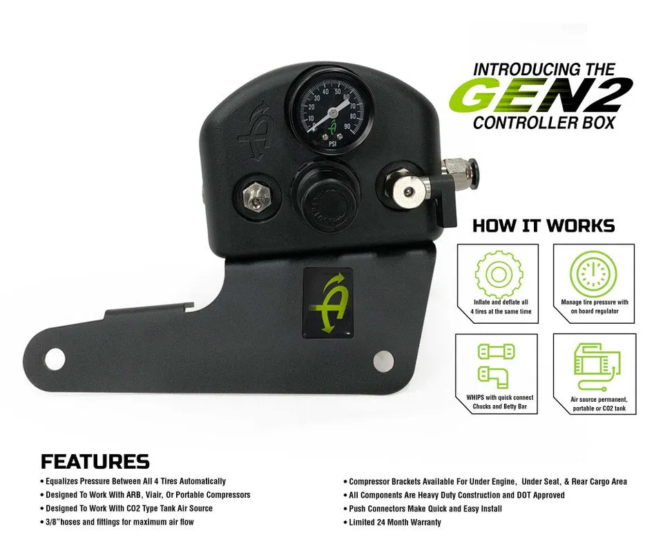 Overland Vehicle Systems 4 Tire Inflation System - Jeep Wrangler JK & JKU Engine Bay Mount Driver Side Front