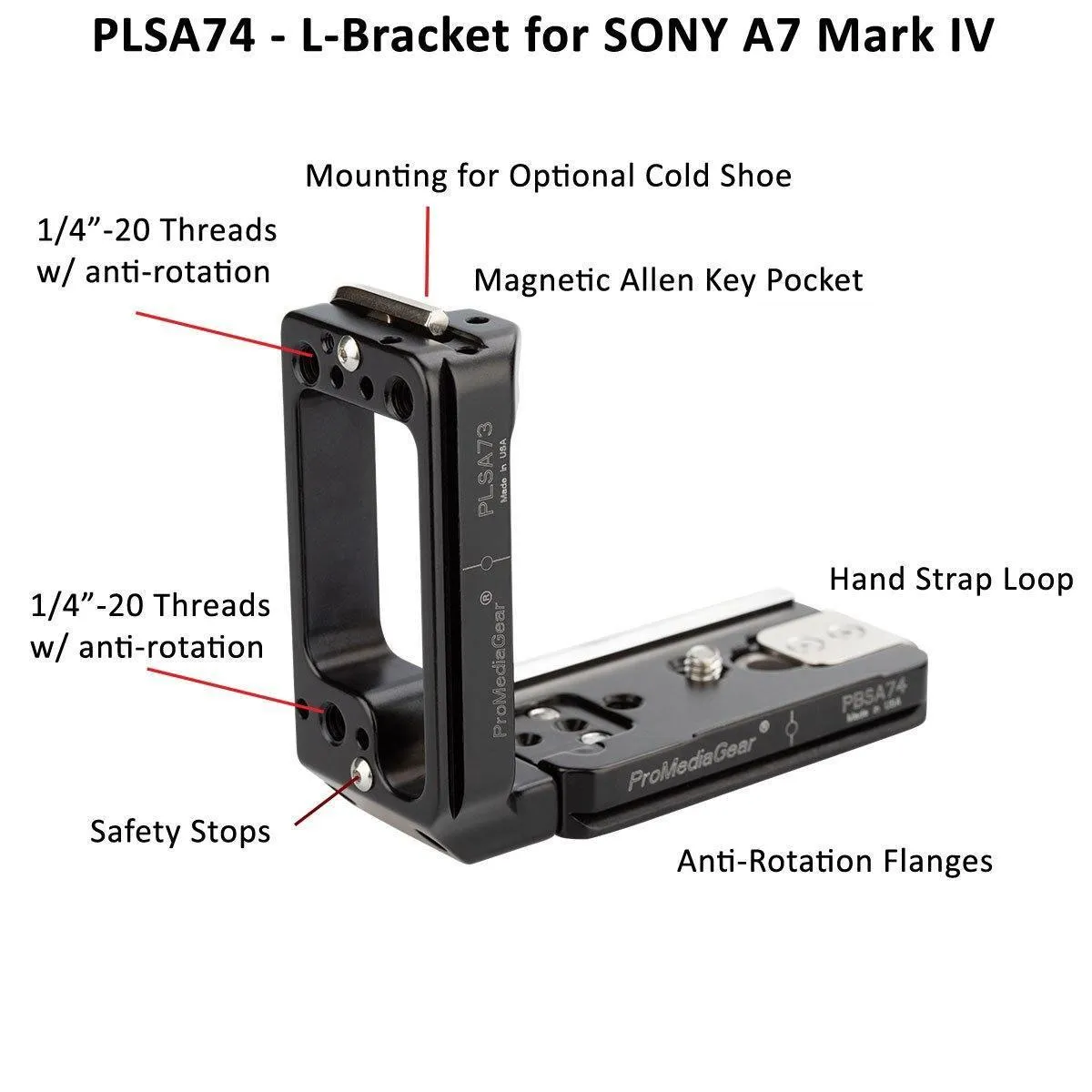 PLSA74 Arca-Swiss L-Bracket for Sony Alpha A7R IV, A7SIII and Sony A9 II