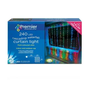 Premier 240 LED Waterfall Curtain Lights - Multi Colour
