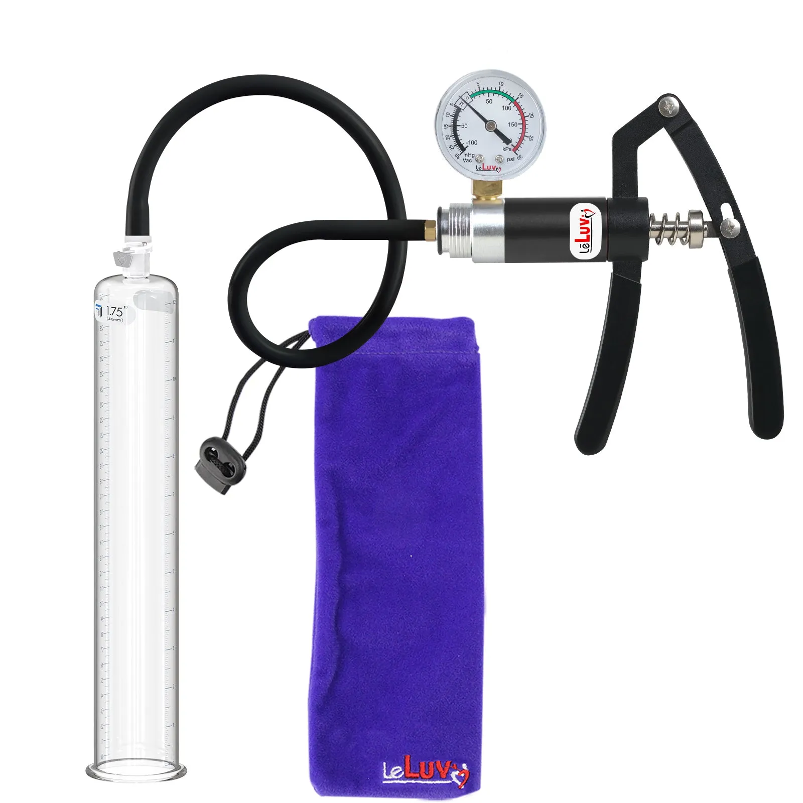 Primo Lite Handle Penis Pump   Gauge, Silicone Hose | 12" Round Flange [Shopify ONLY]